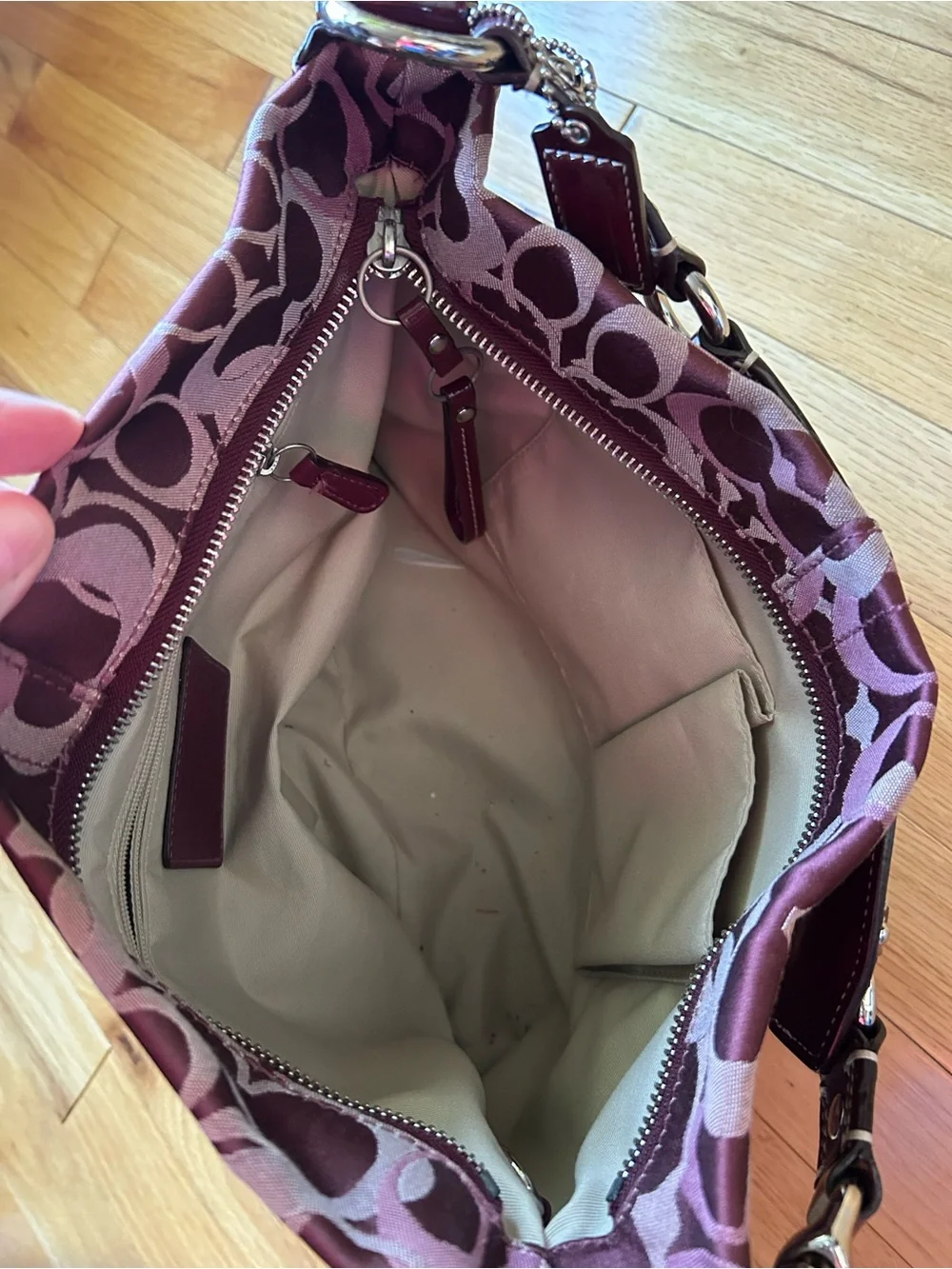 Coach Plum Logo Jacquard Shoulder Bag